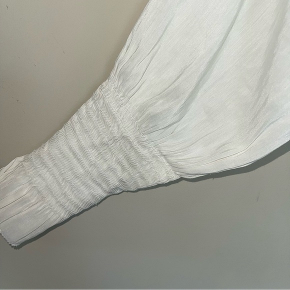 Allsaints Lary Dress 2 Ivory Linen & Silk Blend Midi Length Off The Shoulder - Picture 10 of 13